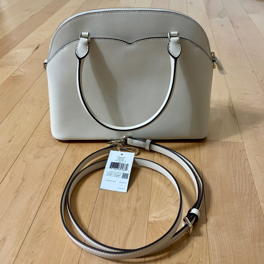 Kate Spade Leather Dome Cream Satchel with Gold Tone Hardware - Picture 3 of 4